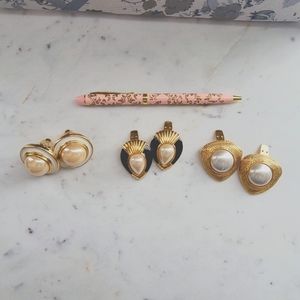 3 Pairs of Vintage Earrings (clip-on) (2 are Bluette)